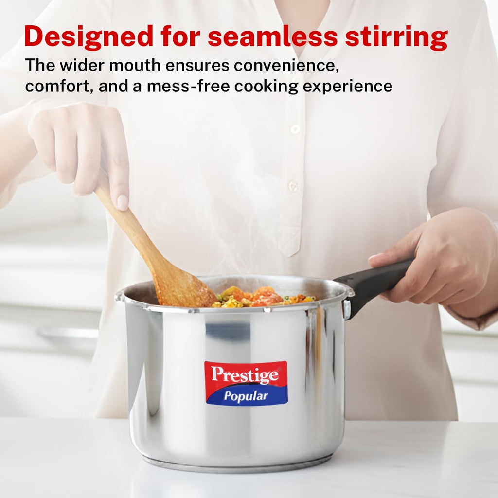 Prestige Popular Stainless Steel Outer Lid Pressure Cooker, 3 Litres, Silver