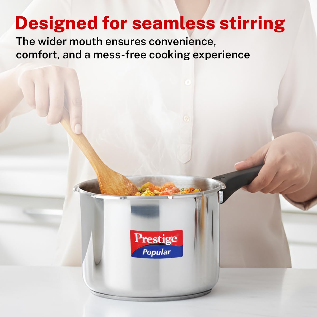 Prestige Popular Stainless Steel Outer Lid Pressure Cooker, 3 Litres, Silver