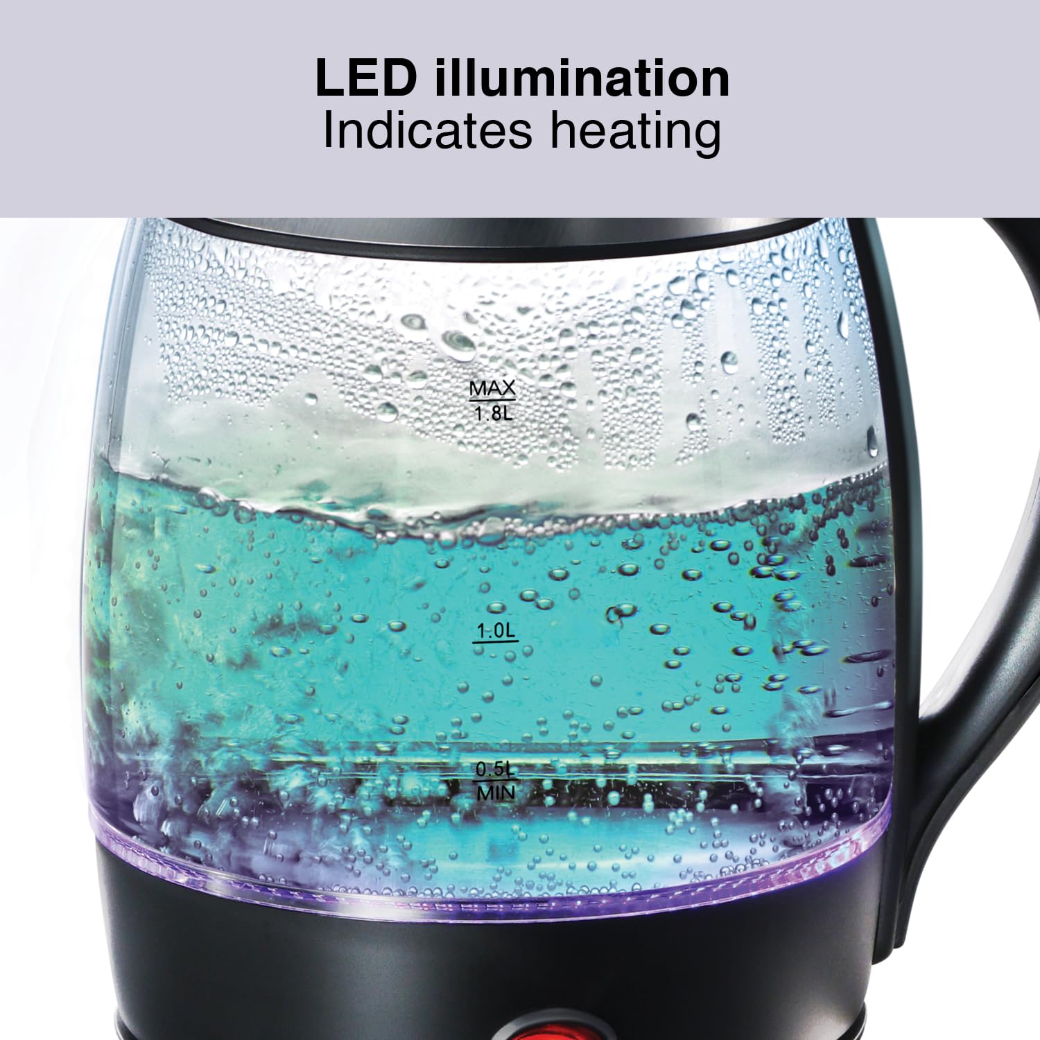 Hawkins Futura 1.8 Litre Electric Glass Kettle, 1300W Electric Hot Water Kettle for Tea, Coffee, Soup, Gargling, Black (FKTB1