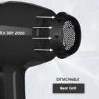 VEGA PROFESSIONAL Pro Dry 2000 Watts Hair Dryer with Diffuser & Nozzle Attachments for Every Day Styling at Home| Cool Shot Button and Combination of 4 Heat & 2 Speed Settings, Black, (VPVHD-13)