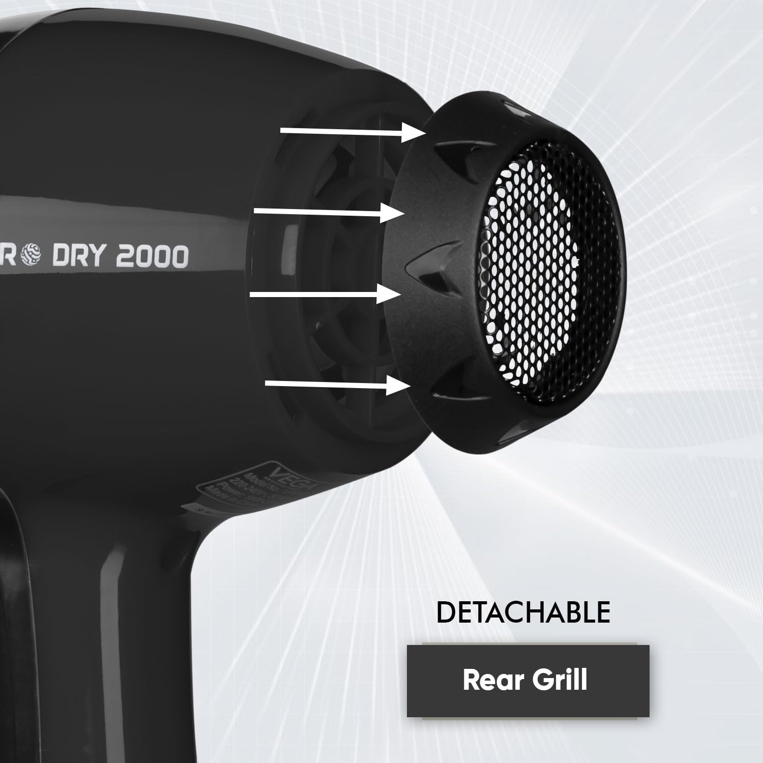 VEGA PROFESSIONAL Pro Dry 2000 Watts Hair Dryer with Diffuser & Nozzle Attachments for Every Day Styling at Home| Cool Shot Button and Combination of 4 Heat & 2 Speed Settings, Black, (VPVHD-13)