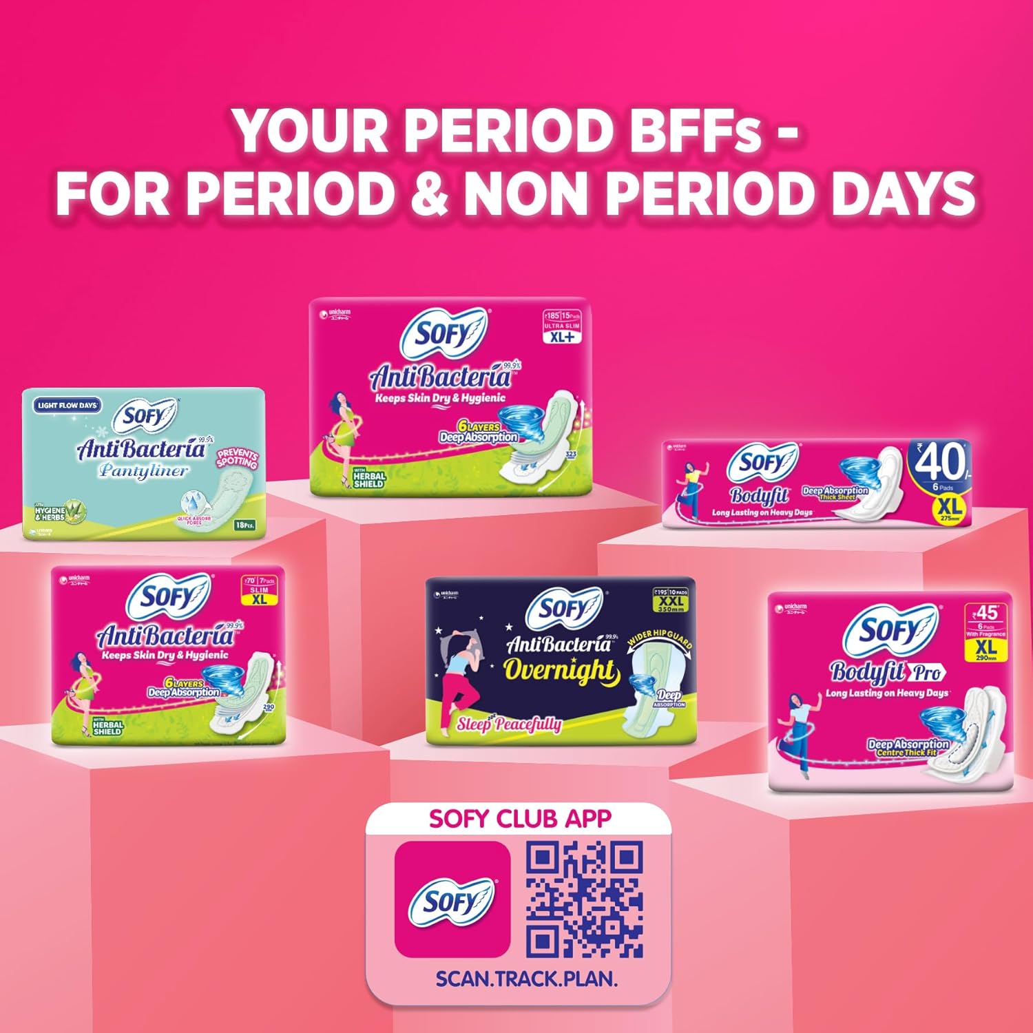 Sofy AntiBacteria XL+ - 323mm | 44 Count pads