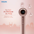 Philips Hydrating Hair Dryer | Water ions maintain 100% Hair strength | Mositure Rich Shine & Frizz Reduction | ThermoShield Sensors for customized drying | Powerful BLDC Motor, Wet to Dry in 3 Min | BHD833/10