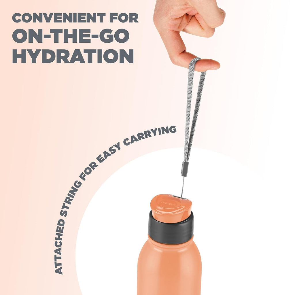 MILTON Marvel Caper 1000 Stainless Steel Water Bottle 870 ml, Single Walled, ISI Certified I Leak Proof Lid, Rust Proof I For School, Office, Gym I Orange