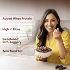 PRO.FITNESS 27g High Protein Oats 900g (By MyFitness) | Dark Chocolate Oats with Almonds, Pumpkin Seeds and Raisins| Chocolate Rolled Oats with Jaggery - No Refined Sugar | Breakfast Cereals