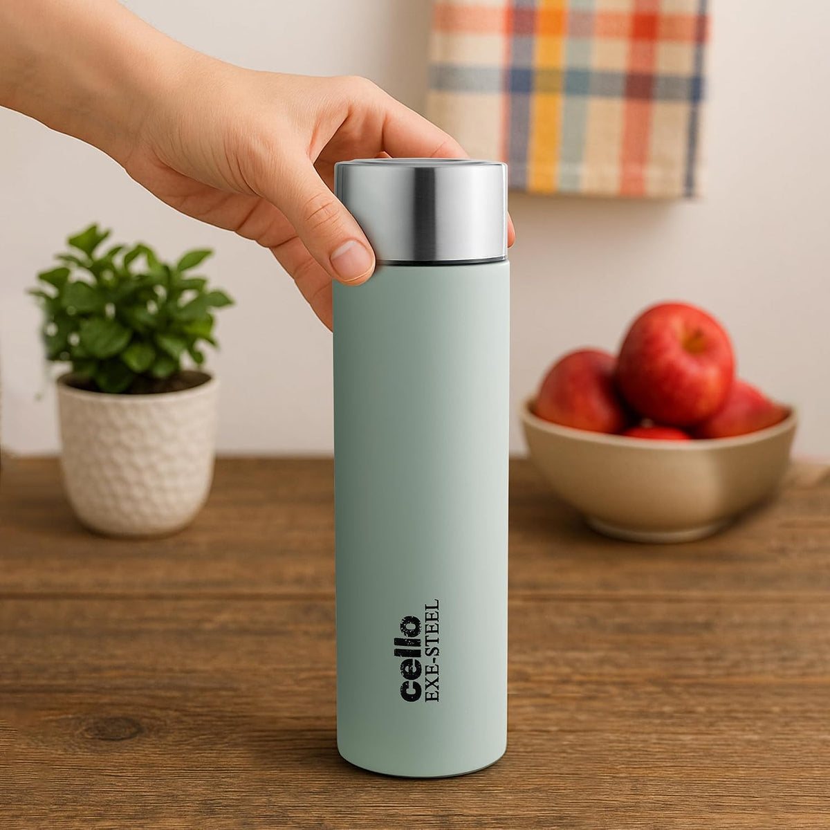 CELLO H2O Matt Stainless Steel Water Bottle for Office & Daily Use 1000ml Light Green | Single Wall Freezer & Fridge Safe, Lightweight Stylish Leakproof Rustproof Steel Water Bottle for School Travel