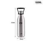 CELLO Swift Stainless Steel Hot and Cold Water Bottle 1800 ml Silver | ISI Certified Spillproof Leakproof Screw Lid Double Wall Vacuum Insulated Thermos Flask Water Bottle for Home Office Gym Travel