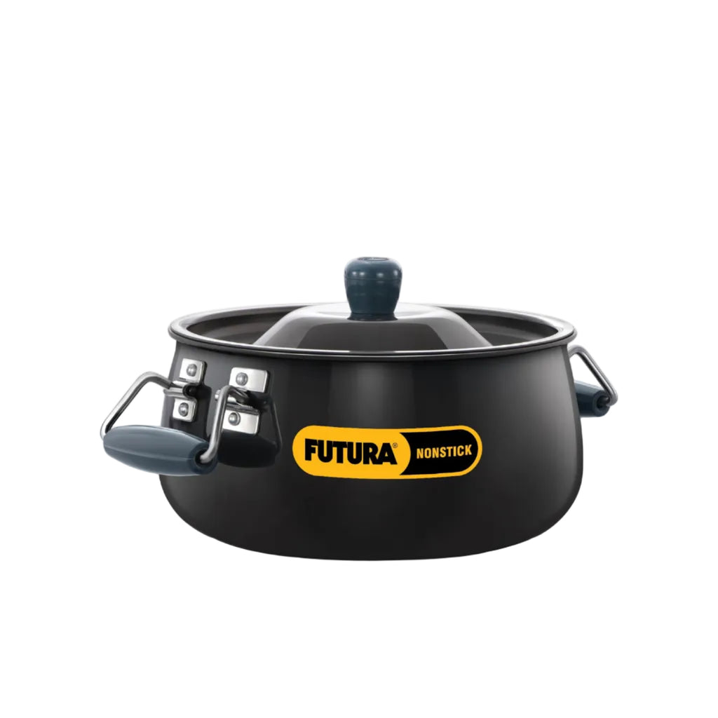 Hawkins Futura 8 Litre BigBoy Biryani Handi, Nonstick Pot with Hard Anodised Lid, Sauce Pan for Cooking and Serving Biriyani, Black (NBH8)