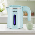 Borosil 800ml Eva Cool Touch Stainless Steel Electric Kettle | Made in India | 360° Rotating Base, Auto Cut-Off, Dry Boil Protection | Boil Water for Tea, Coffee & Soup | 1 Year Warranty