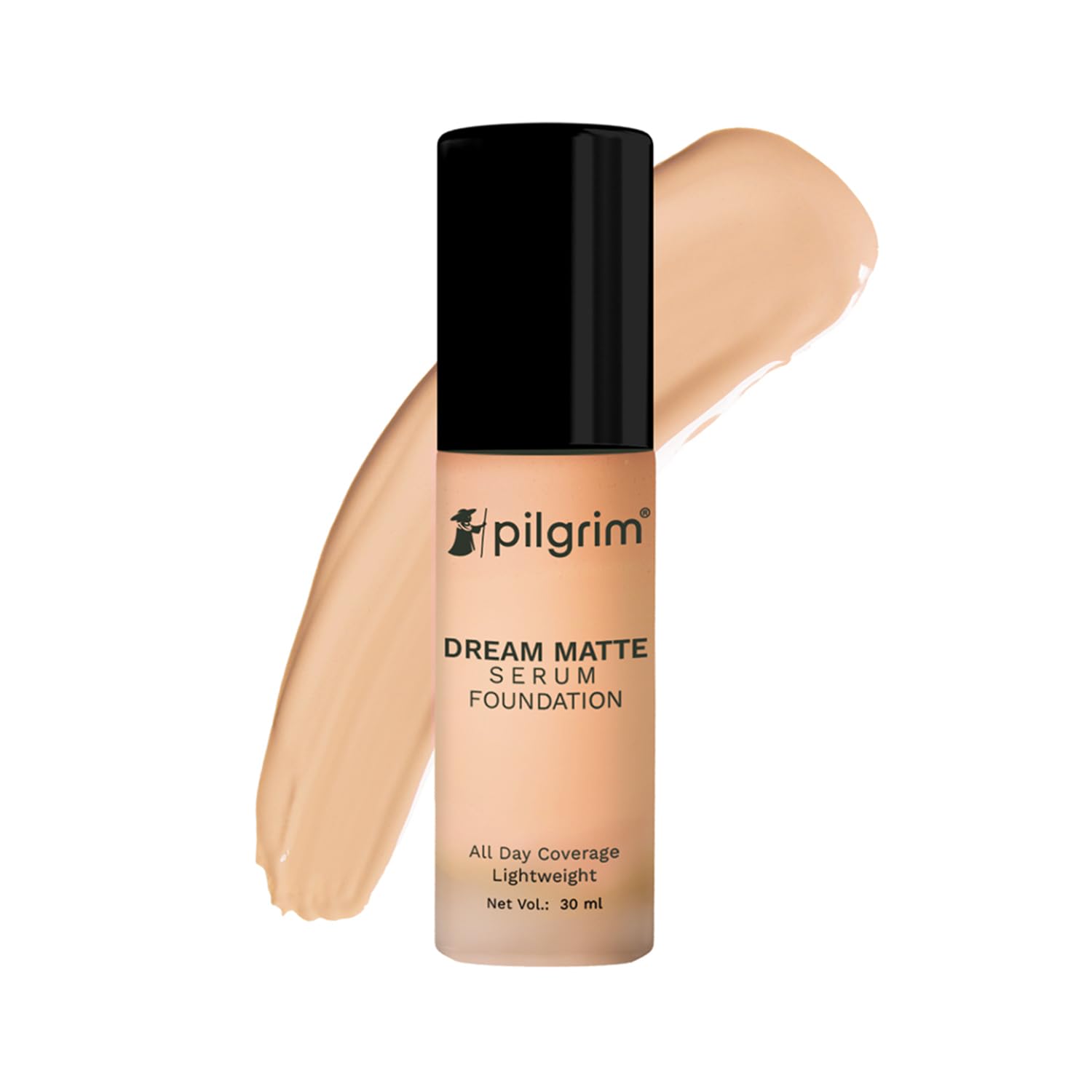 Pilgrim Medium Golden Beige Serum Liquid Foundation, Matte & Poreless,30 ml