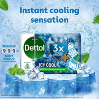 Dettol Icy Cool Bathing Soap Bar With 3x intense cooling (625gm), 125gm - Pack of 5