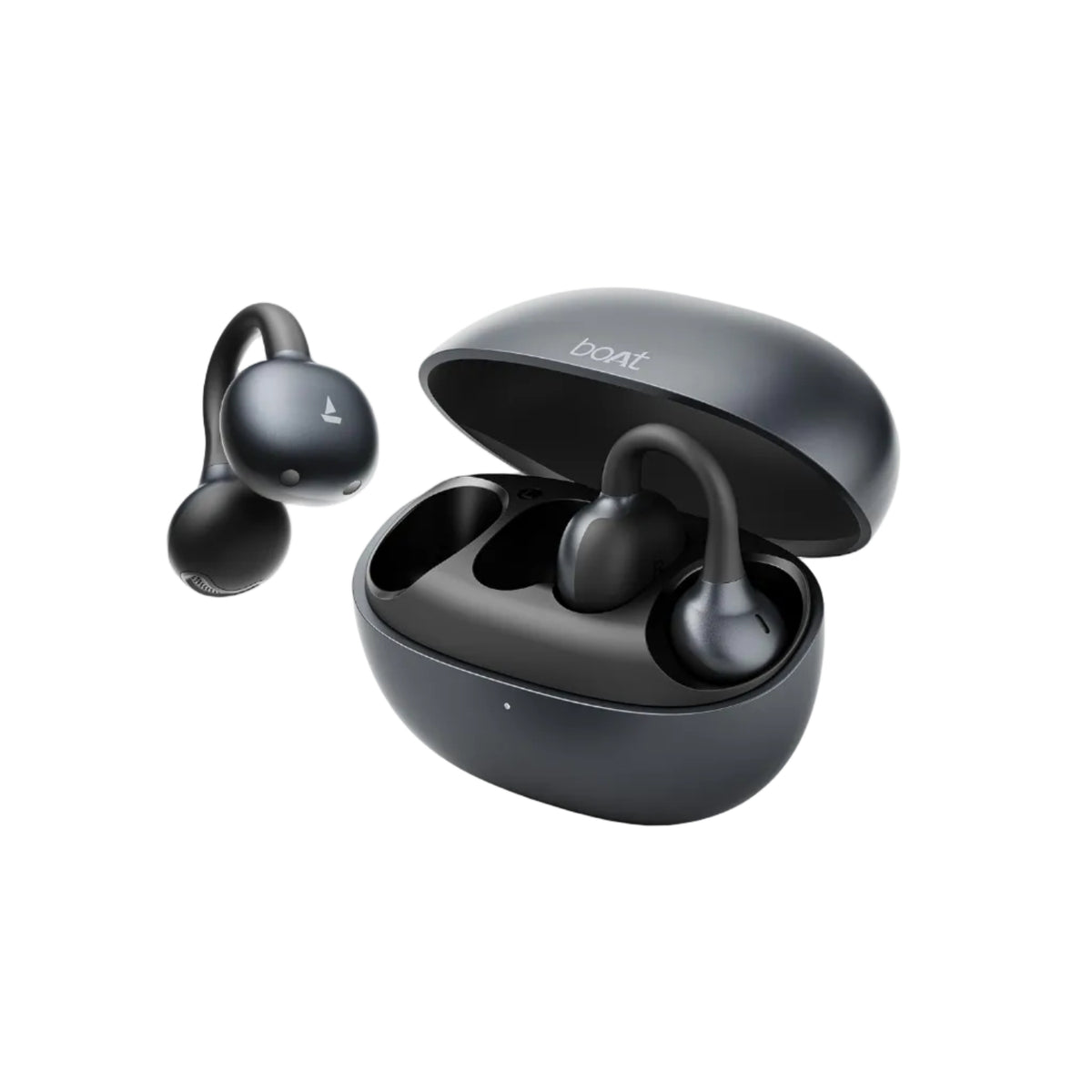 boAt 2026 Launch Airdopes ProClip, Air Conduction Tech,Feather-Light Earbuds, Clip-On Design,All Day Wear Comfort,52H Battery,12mm Dynamic Drivers,App Support,BT v6.0,OWS Earbuds with mic(Silk Grey)