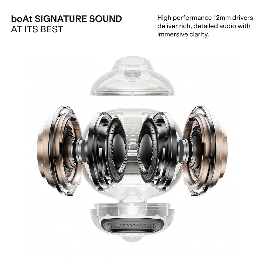 boAt 2026 Launch Airdopes ProClip, Air Conduction Tech,Feather-Light Earbuds, Clip-On Design,All Day Wear Comfort,52H Battery,12mm Dynamic Drivers,App Support,BT v6.0,OWS Earbuds with mic(Silk Grey)