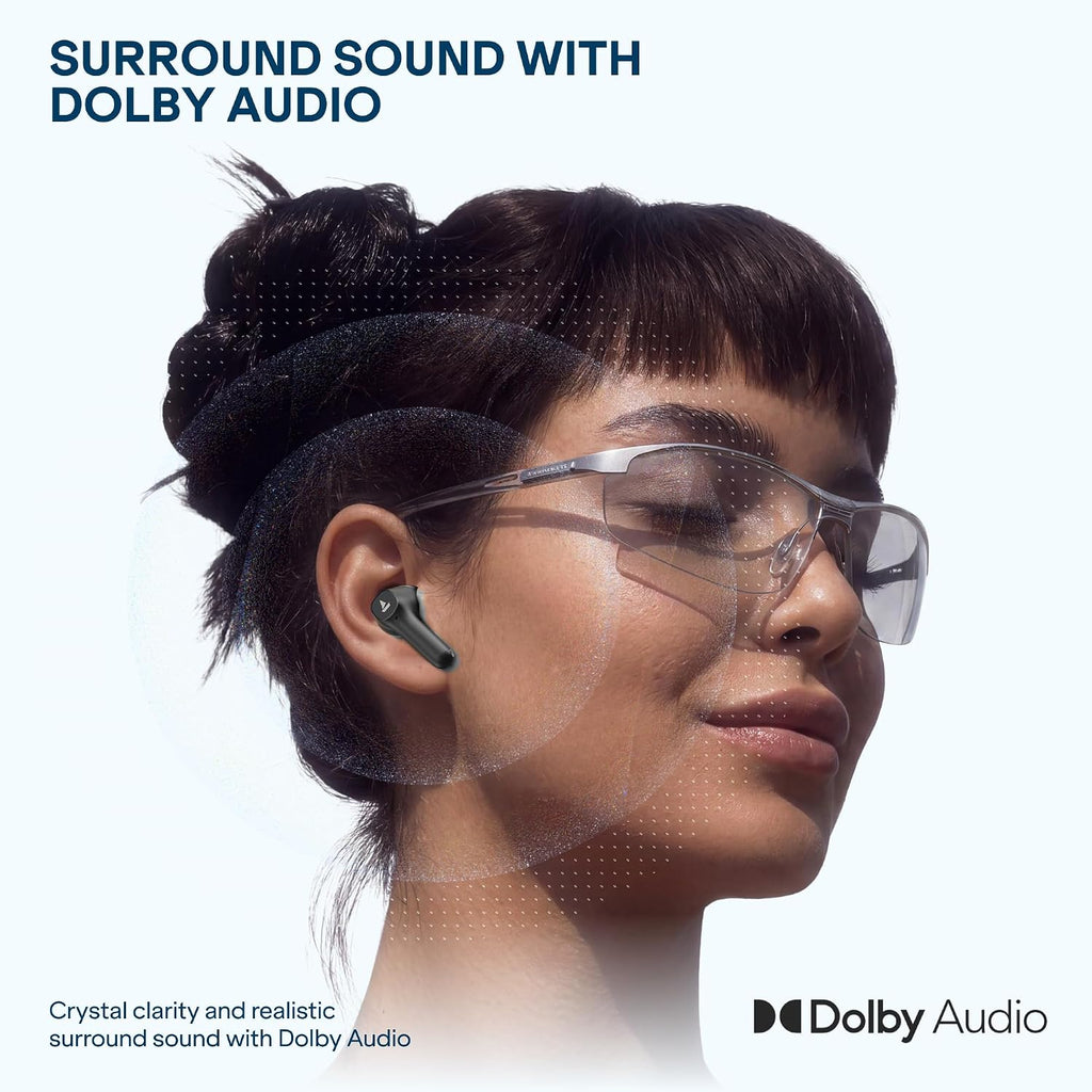 boAt 2026 Launch Airdopes Prime 800D, Surround Sound by Dolby Audio, 45H Battery, Quad Mic AI-ENx™, 11mm Drivers, ASAP™ Charge,App Support Wireless Bluetooth TWS Earbuds with mic(Black Raven)