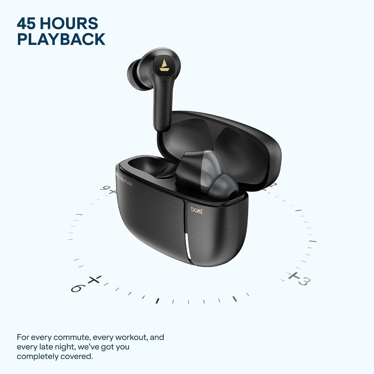 boAt 2026 Launch Airdopes Prime 800D, Surround Sound by Dolby Audio, 45H Battery, Quad Mic AI-ENx™, 11mm Drivers, ASAP™ Charge,App Support Wireless Bluetooth TWS Earbuds with mic(Black Raven)