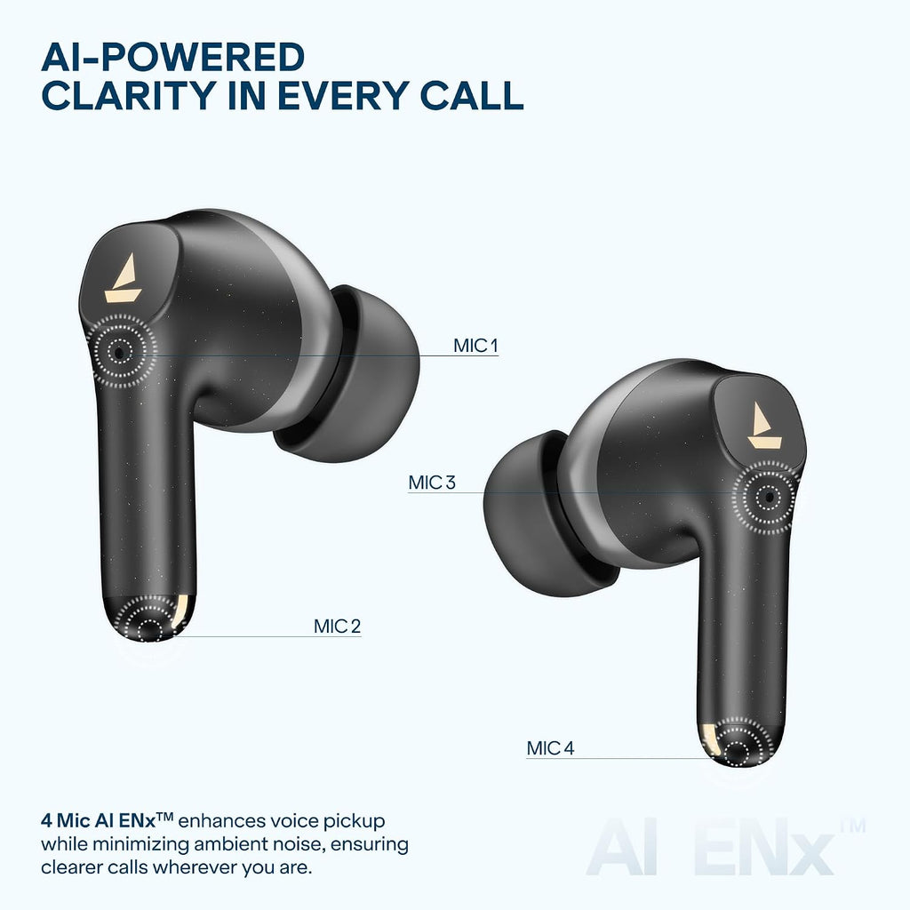 boAt 2026 Launch Airdopes Prime 800D, Surround Sound by Dolby Audio, 45H Battery, Quad Mic AI-ENx™, 11mm Drivers, ASAP™ Charge,App Support Wireless Bluetooth TWS Earbuds with mic(Black Raven)