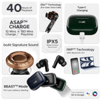 boAt Airdopes 163 in Ear Earbuds with 40 HRS Battery, Fast Charge, 13mm Drivers, IPX5, Quick Touch Response Control (Active Black)