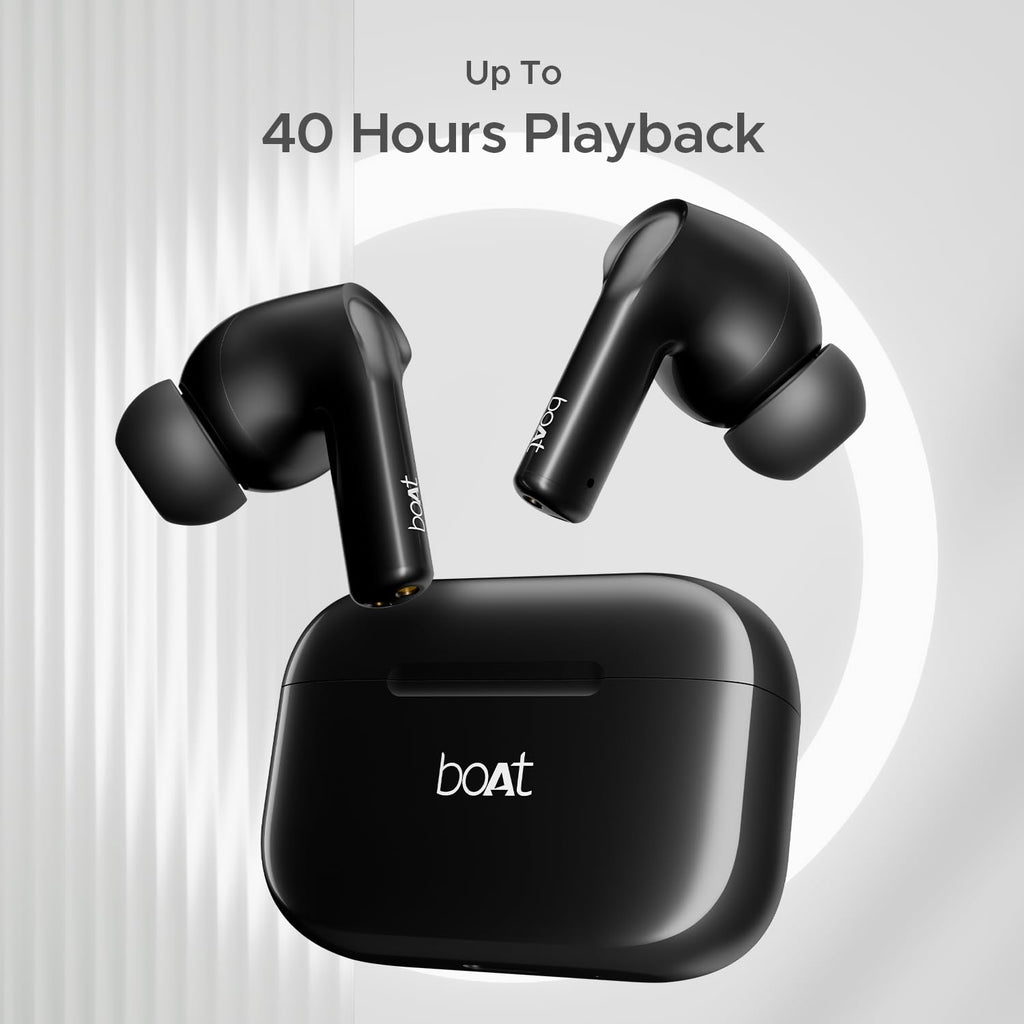 boAt Airdopes 163 in Ear Earbuds with 40 HRS Battery, Fast Charge, 13mm Drivers, IPX5, Quick Touch Response Control (Active Black)