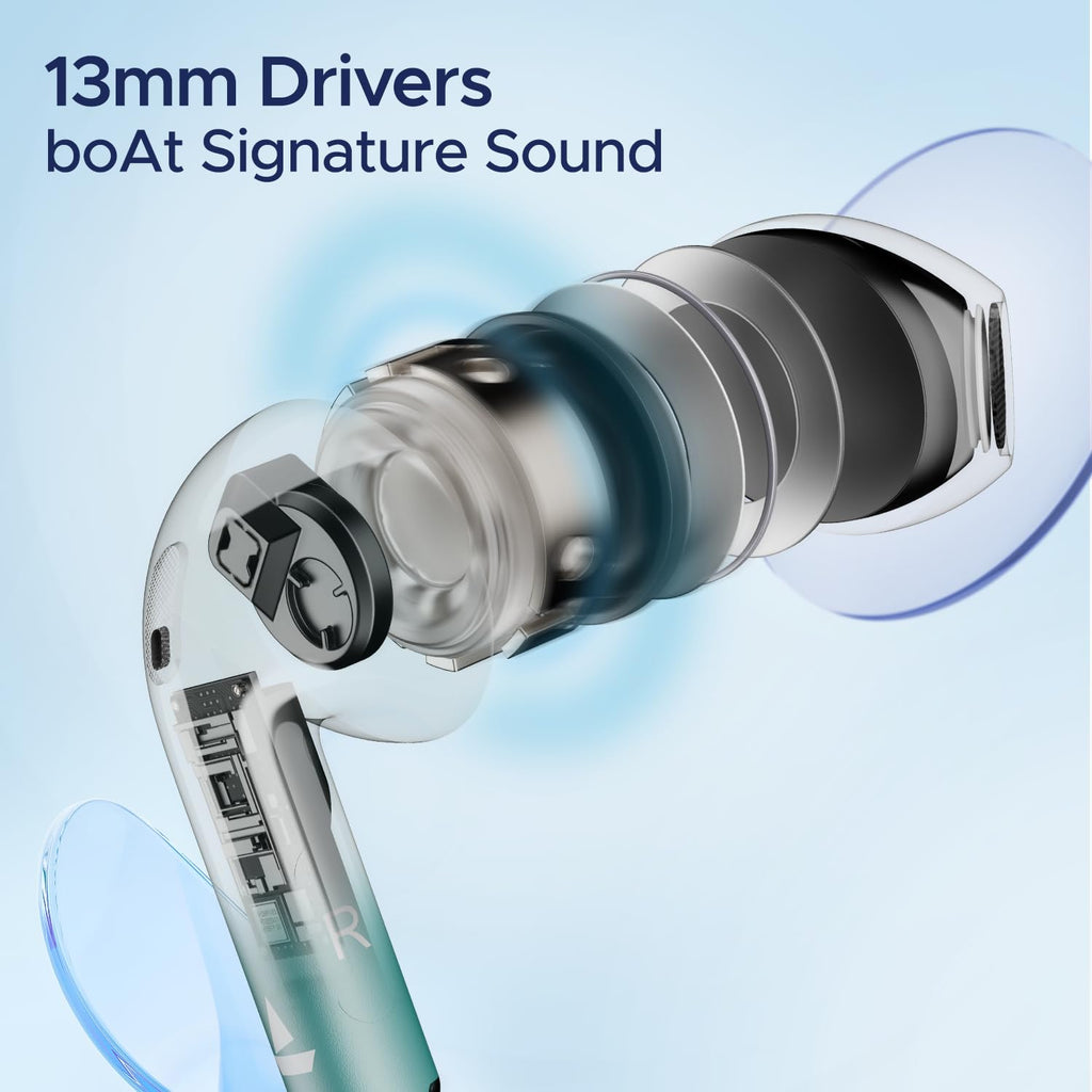 boAt Airdopes Joy, 35Hrs Battery, Fast Charge, IWP Tech, Low Latency, 2Mic ENx, Type-C Port, v5.3 Bluetooth Earbuds, TWS Ear Buds Wireless Earphones with mic(Dark Cyan)