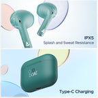 boAt Airdopes Joy, 35Hrs Battery, Fast Charge, IWP Tech, Low Latency, 2Mic ENx, Type-C Port, v5.3 Bluetooth Earbuds, TWS Ear Buds Wireless Earphones with mic(Dark Cyan)