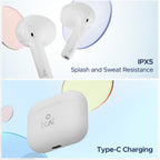 boAt Airdopes Joy, 35Hrs Battery, Fast Charge, IWP Tech, Low Latency, 2Mic ENx, Type-C Port, v5.3 Bluetooth Earbuds, TWS Ear Buds Wireless Earphones with mic (Swedish White)