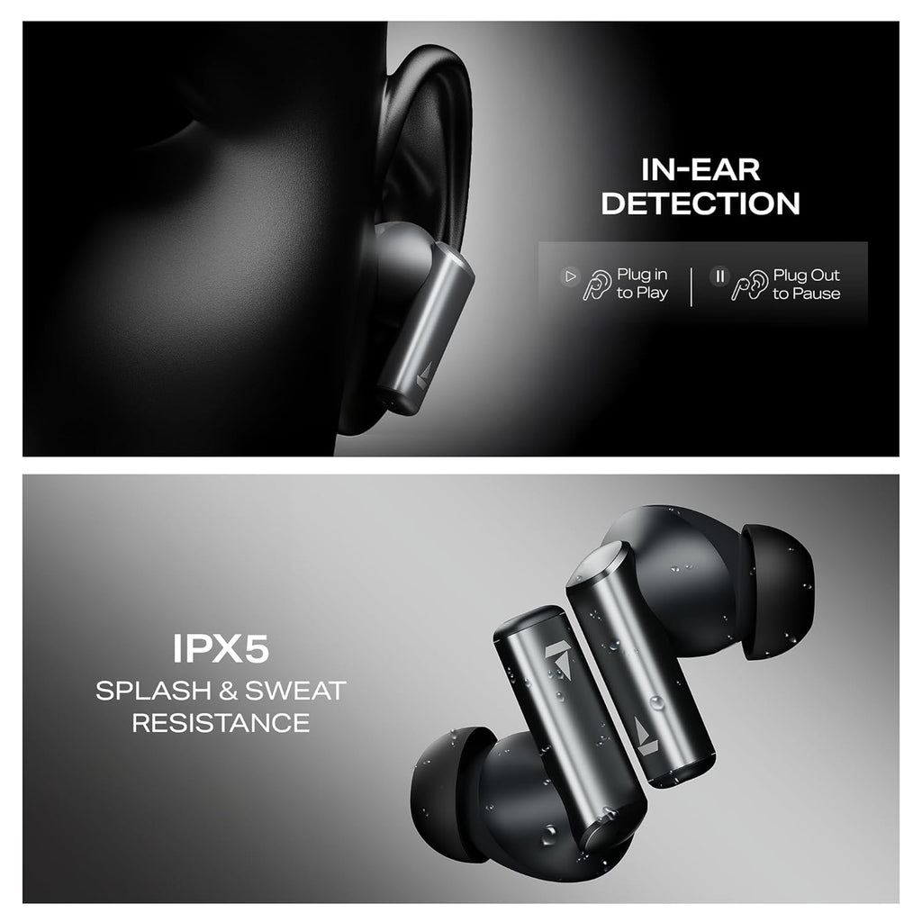 boAt Airdopes Prime 701 ANC, 46dB Hybrid ANC, 50Hr Battery, Real Spatial Audio,Multidevice Connect,App Support, Bluetooth Earbuds, TWS Ear Buds Wireless Earphones with mic (Obsidian Black)
