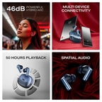 boAt Airdopes Prime 701 ANC, 46dB Hybrid ANC, 50Hr Battery, Real Spatial Audio,Multidevice Connect,App Support, Bluetooth Earbuds, TWS Ear Buds Wireless Earphones with mic (Titanium Blue)