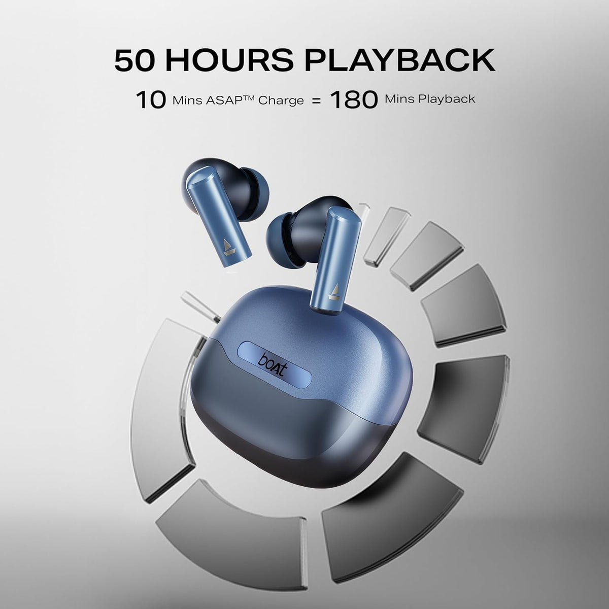 boAt Airdopes Prime 701 ANC, 46dB Hybrid ANC, 50Hr Battery, Real Spatial Audio,Multidevice Connect,App Support, Bluetooth Earbuds, TWS Ear Buds Wireless Earphones with mic (Titanium Blue)