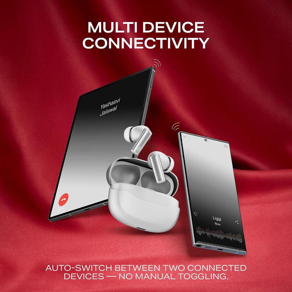 boAt Airdopes Prime 701 ANC, 46dB Hybrid ANC, 50Hr Battery, Real Spatial Audio,Multidevice Connect,App Support, Bluetooth Earbuds, TWS Ear Buds Wireless Earphones with mic (Zinc White)