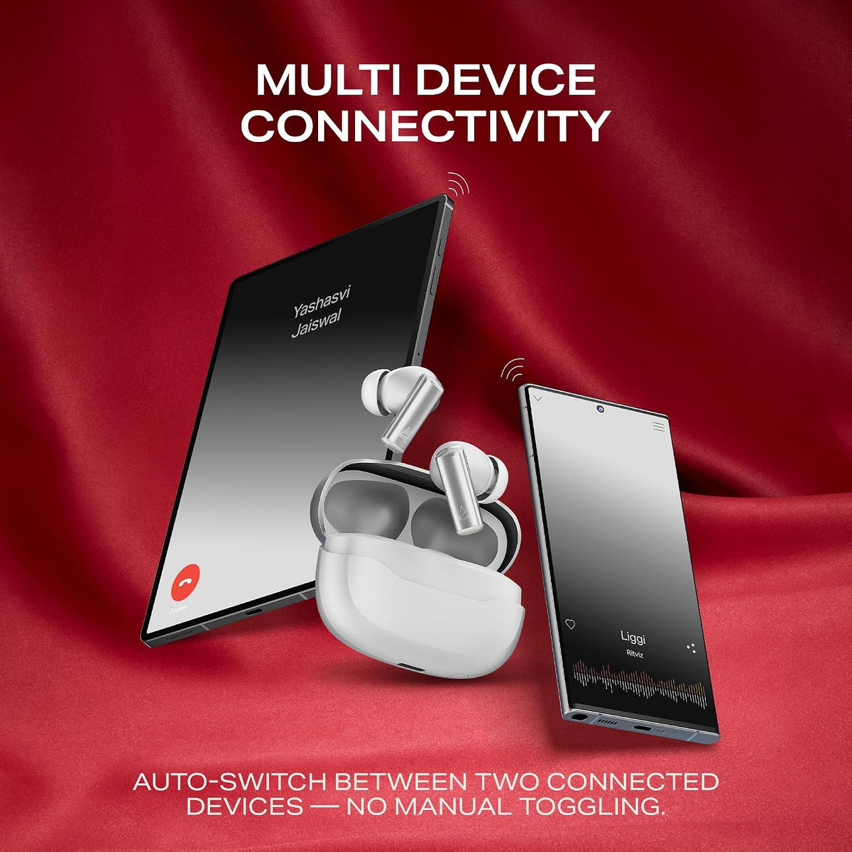 boAt Airdopes Prime 701 ANC, 46dB Hybrid ANC, 50Hr Battery, Real Spatial Audio,Multidevice Connect,App Support, Bluetooth Earbuds, TWS Ear Buds Wireless Earphones with mic (Zinc White)