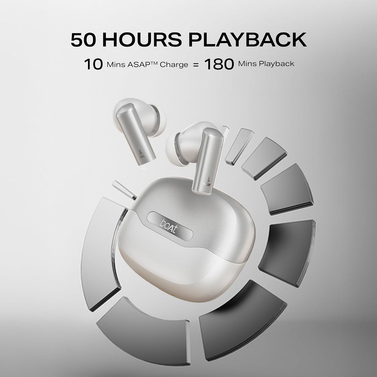boAt Airdopes Prime 701 ANC, 46dB Hybrid ANC, 50Hr Battery, Real Spatial Audio,Multidevice Connect,App Support, Bluetooth Earbuds, TWS Ear Buds Wireless Earphones with mic (Zinc White)
