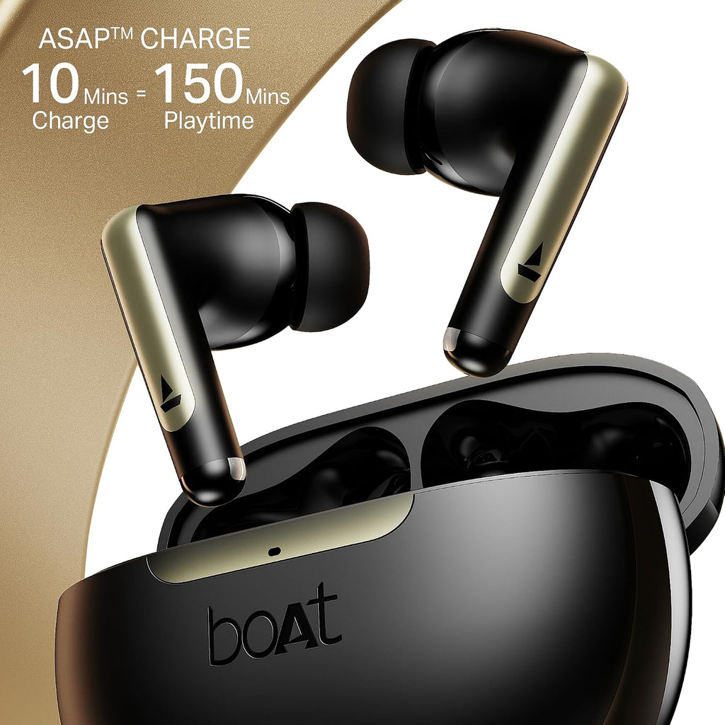 boAt Airdopes 141 Elite ANC, ANC(~35dB), 4Mics ENx Tech, 42H Battery, Fast Charge,Stream Ad Free Music via App Support, IPX5, Bluetooth Earbuds, TWS Ear Buds Wireless Earphones with mic (Black)