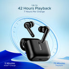 boAt Airdopes 141/8, Low Latency, ENx Tech, 42HRS Battery, Fast Charge, Stream Ad Free Music via App Support, Bluetooth Earbuds, TWS Ear Buds Wireless Earphones with mic (Bold Black)