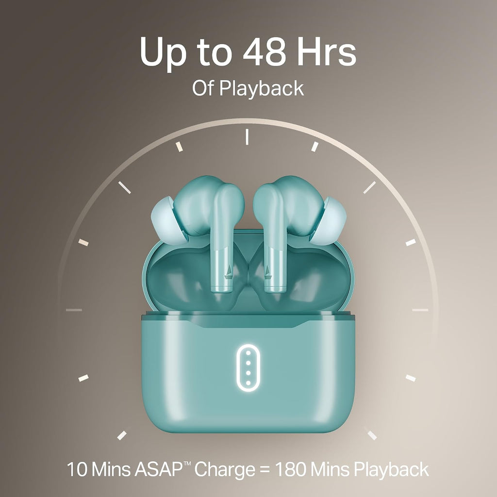 boAt Airdopes 141 Gen 2, 4 Mics ENx Tech, 48 Hrs Playback, Free Music Streaming, Fast Charge, Low Latency, IPX4, v5.4 Bluetooth Earbuds, TWS Ear Buds Wireless Earphones with mic (Teal)