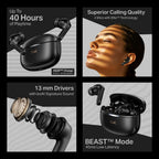boAt Airdopes 219, 4Mics ENx, 40H Battery, Best in Segment for Calling, App Support, Bluetooth Earbuds, TWS Ear Buds Wireless Earphones with mic (Carbon Black)