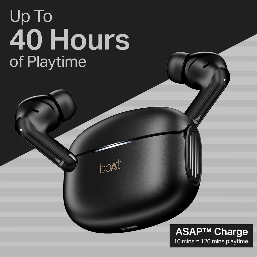 boAt Airdopes 219, 4Mics ENx, 40H Battery, Best in Segment for Calling, App Support, Bluetooth Earbuds, TWS Ear Buds Wireless Earphones with mic (Carbon Black)