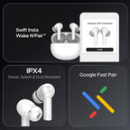 boAt Airdopes 300, Cinematic Spatial Audio, 50HRS Battery, 4Mic AI ENx, Fast Charge, App Support, Low Latency, IPX4, v5.3 Bluetooth Earbuds, TWS Ear Buds Wireless Earphones with mic (Chrome White)