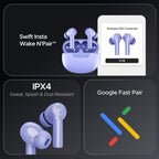boAt Airdopes 300, Cinematic Spatial Audio, 50HRS Battery, 4Mic AI ENx, Fast Charge, App Support, Low Latency, IPX4, v5.3 Bluetooth Earbuds, TWS Ear Buds Wireless Earphones with mic (Purple Haze)
