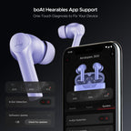 boAt Airdopes 300, Cinematic Spatial Audio, 50HRS Battery, 4Mic AI ENx, Fast Charge, App Support, Low Latency, IPX4, v5.3 Bluetooth Earbuds, TWS Ear Buds Wireless Earphones with mic (Purple Haze)