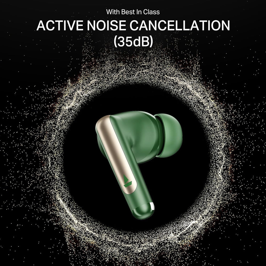 boAt Airdopes 141 Elite ANC, ANC(~35dB), 4Mics ENx Tech, 42H Battery, Fast Charge,Stream Ad Free Music via App Support, IPX5, Bluetooth Earbuds, TWS Ear Buds Wireless Earphones with mic (Green)