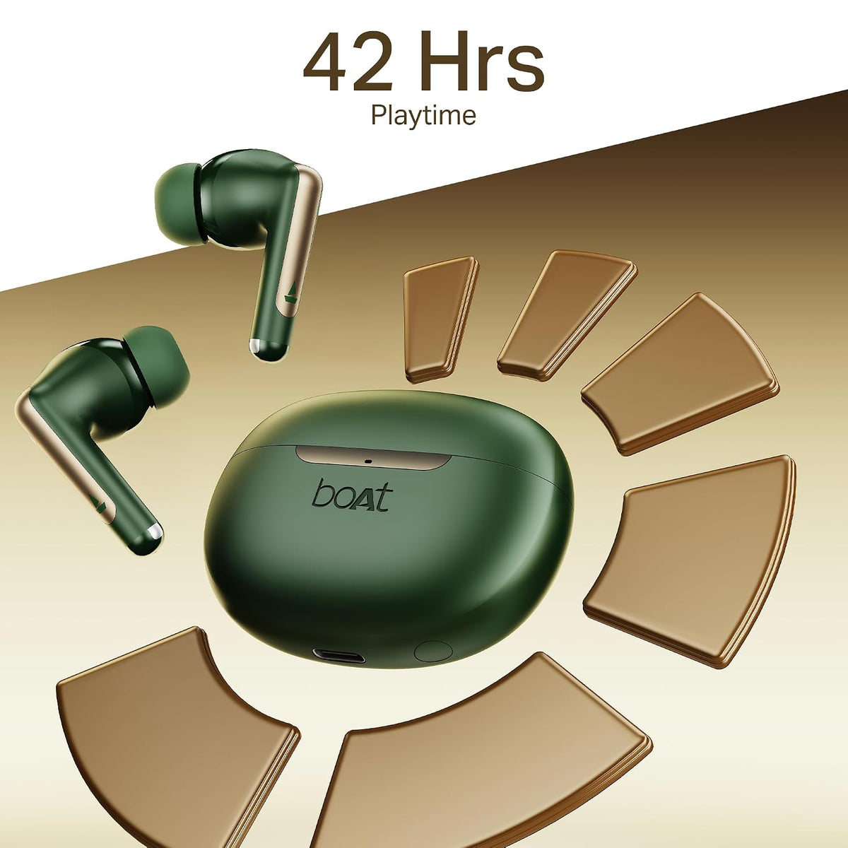 boAt Airdopes 141 Elite ANC, ANC(~35dB), 4Mics ENx Tech, 42H Battery, Fast Charge,Stream Ad Free Music via App Support, IPX5, Bluetooth Earbuds, TWS Ear Buds Wireless Earphones with mic (Green)