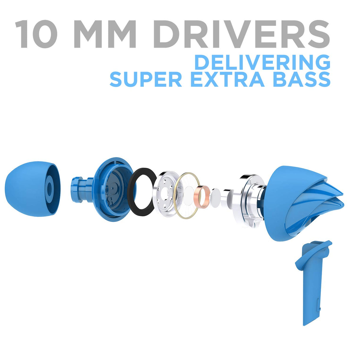 boAt BassHeads 100 in-Ear Wired Earphones with Hawk Inspired Design, Integrated Multifunction Control, Super Extra Bass & Instant Voice Assistant(Blue)