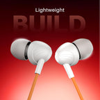 boAt Bassheads 211 Wired Earphones with 10mm Drivers, Signature Sound, in-Line Microphone, 3.5mm Jack, Voice Assistant & 120cm Cables (Off White Orange)