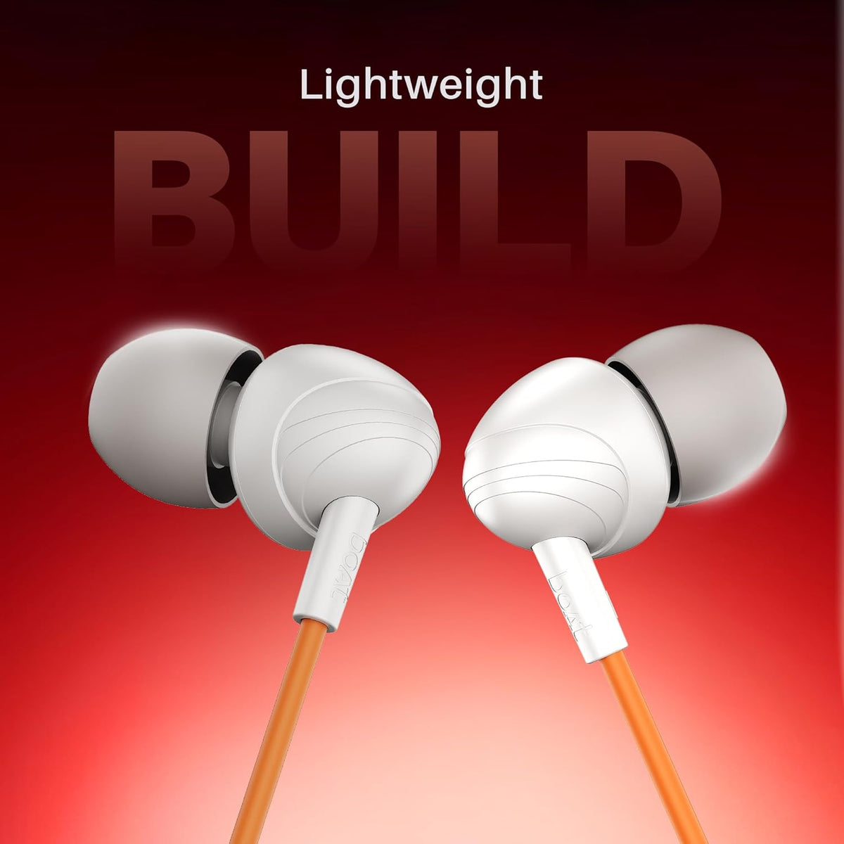 boAt Bassheads 211 Wired Earphones with 10mm Drivers, Signature Sound, in-Line Microphone, 3.5mm Jack, Voice Assistant & 120cm Cables (Off White Orange)