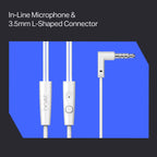 boAt Bassheads 213L, 10mm Drivers, Signature Sound, in-Line Microphone, Integrated Controls, 3.5mm L-Shaped Connector & 120cm Braided Cable Wired Earphones with Mic (Active White)