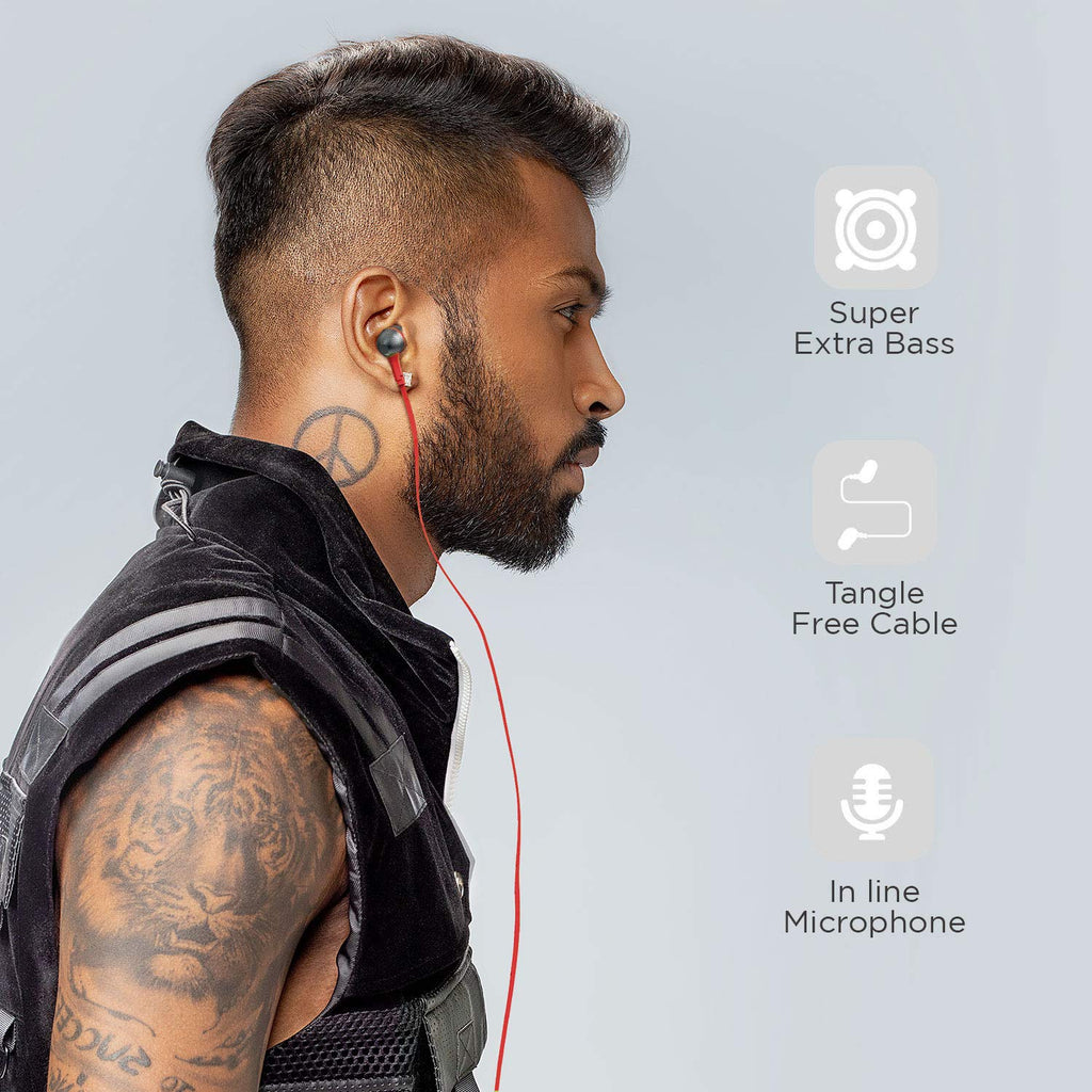 boAt Bassheads 225 Wired in Ear Earphone with Mic (Red)