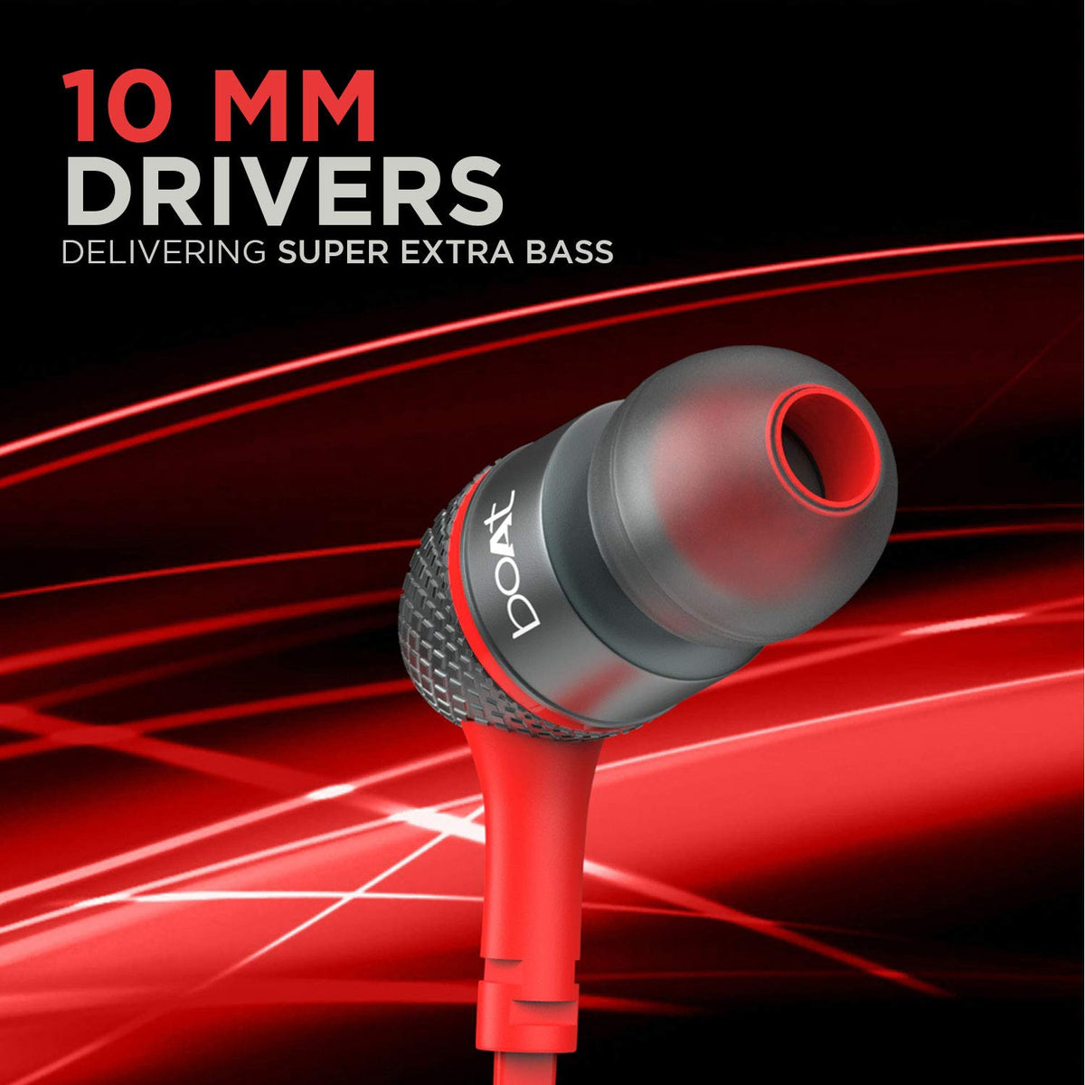 boAt Bassheads 225 Wired in Ear Earphone with Mic (Red)
