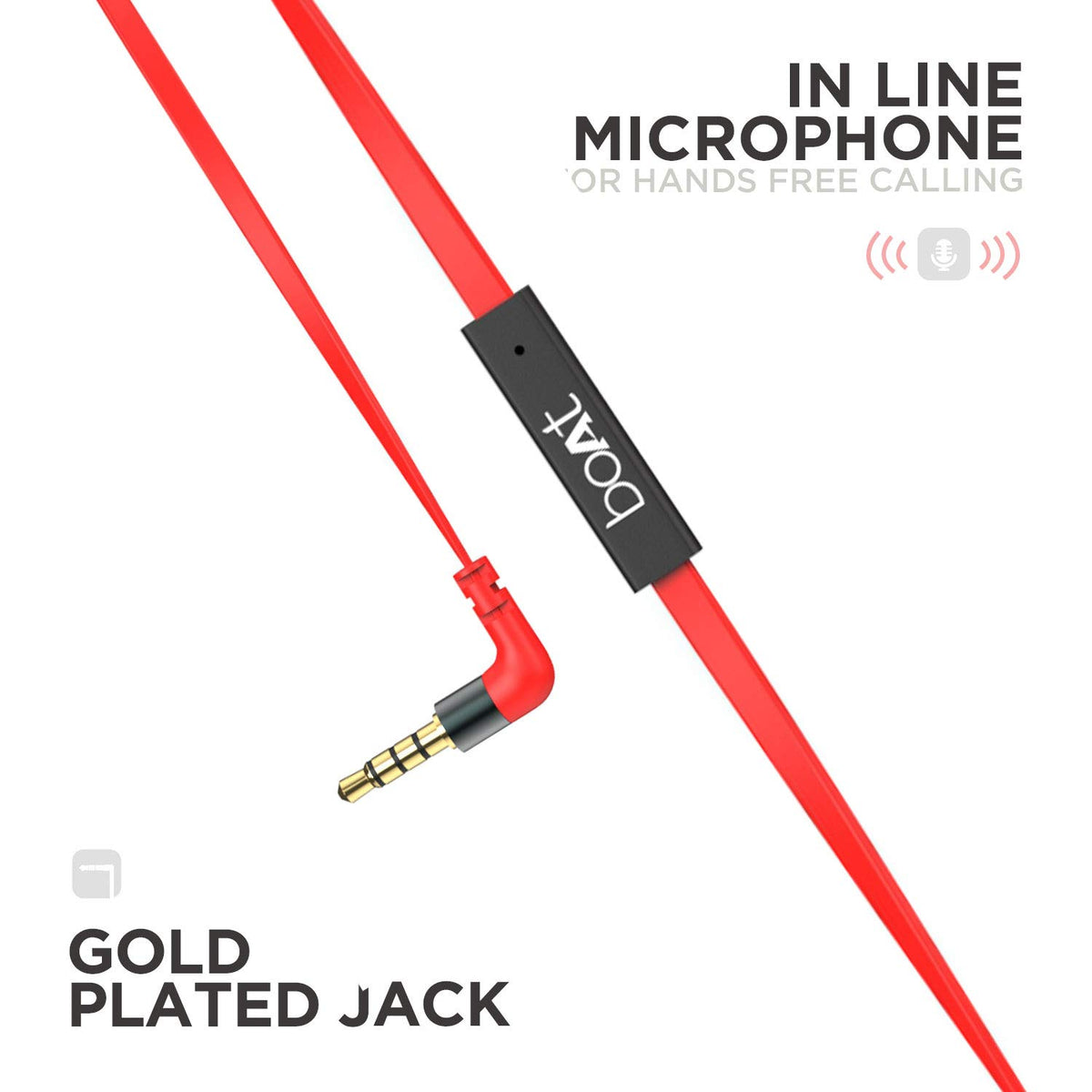 boAt Bassheads 225 Wired in Ear Earphone with Mic (Red)