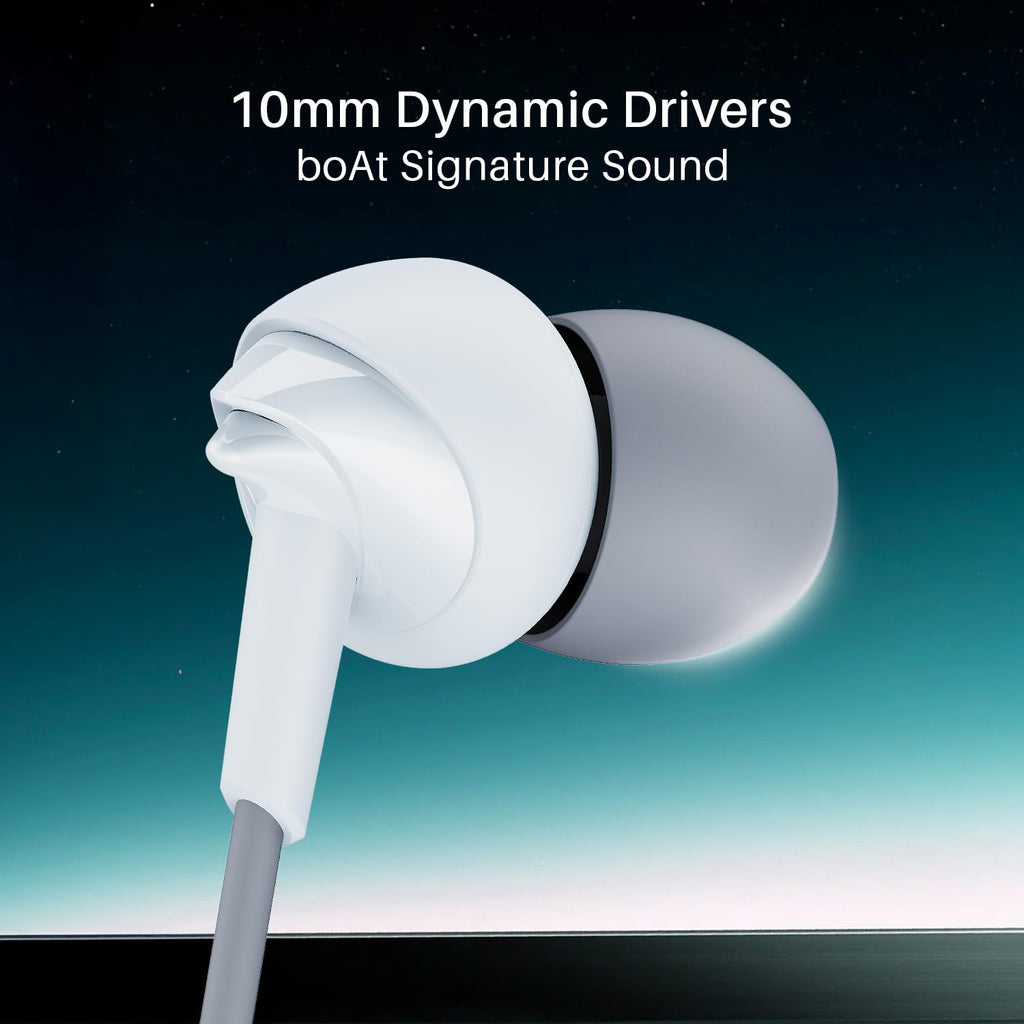 boAt Bassheads 300C Wired Earphones,Type-C Jack, 10mm Drivers, Signature Sound, in-Line Microphone, Integrated Controls, Voice Assistant & 120cm Cable (Cool Grey)