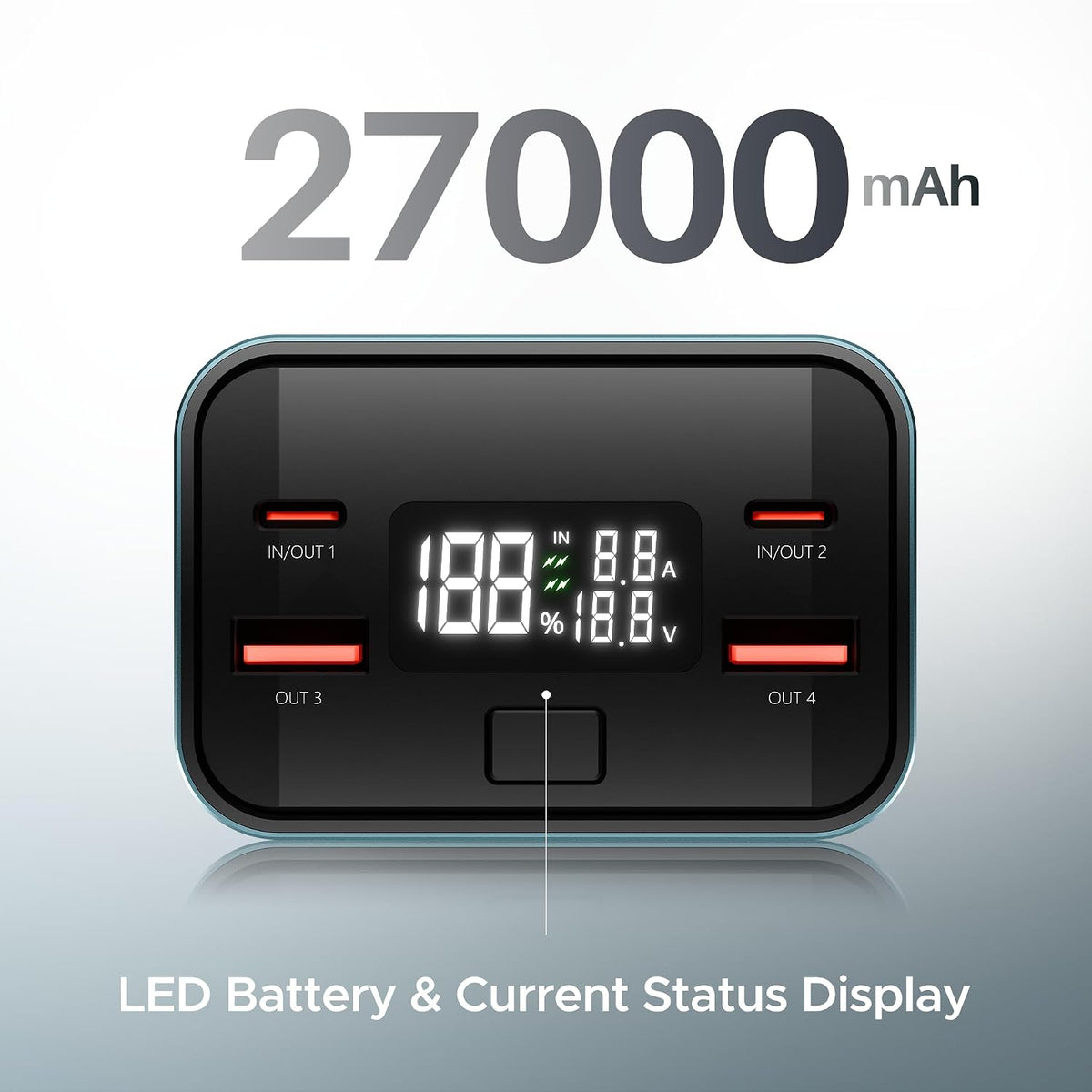 boAt EnergyShroom PB600 PowerPulse 27000mAh Power Bank| 160W Total Output, 2xUSB-C (2-Way Port), 2xUSB-A Port, 100W Type-C to C Cable, Compatible w/Laptop, Smartphone, Tablets Earphone,Watch(Gunmetal)